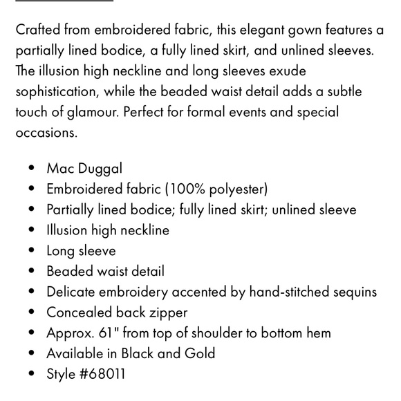 NWOT MAC Duggal Black Embellished High Neck Long Sleeve Gown Style #68011 - Picture 6 of 8